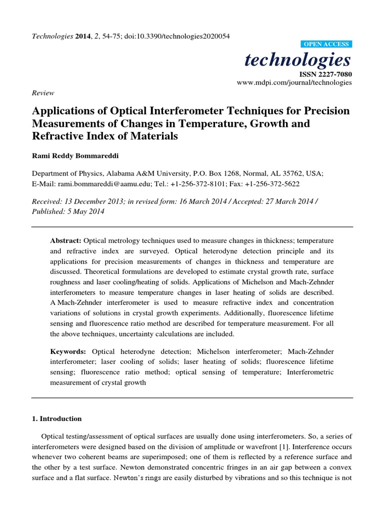 Technologies 02 00054 PDF | PDF | Interferometry | Interference (Wave ...