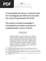 A Necessidade de Incluir o Conhecimento de Investigação Jornalística de Precisão Na Formação de Jornalistas