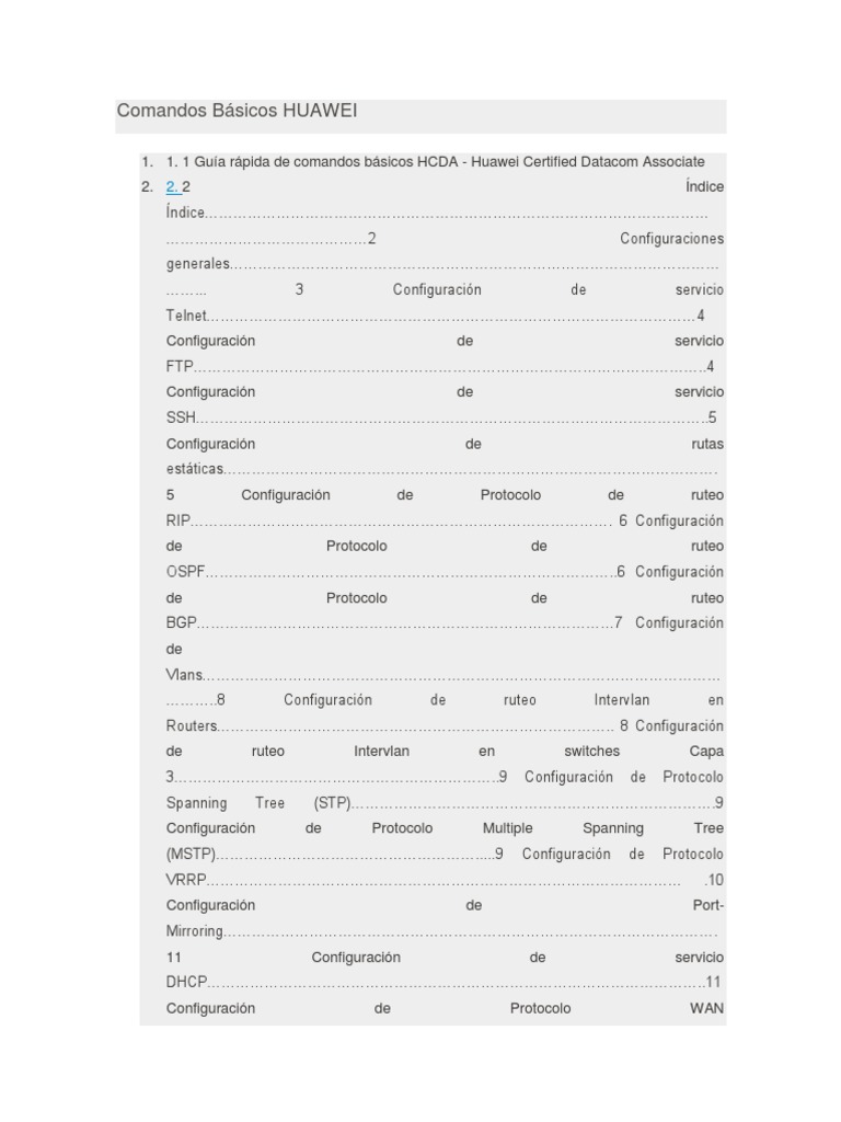 Comandos Básicos de Huawei Quidway S3300 | PDF | Red de área amplia ...