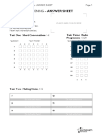 Euro A2 Listening Answer Sheet