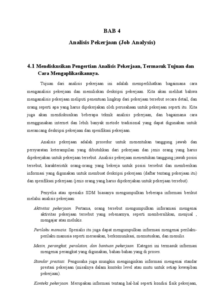 Analisis Pekerjaan Job Analysis