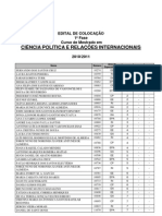 Edital de colocação mestrado Ciência Política 2010/2011