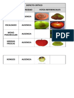 Parámetros de Defectos Del Proceso de Saneo de Fruta A Granel