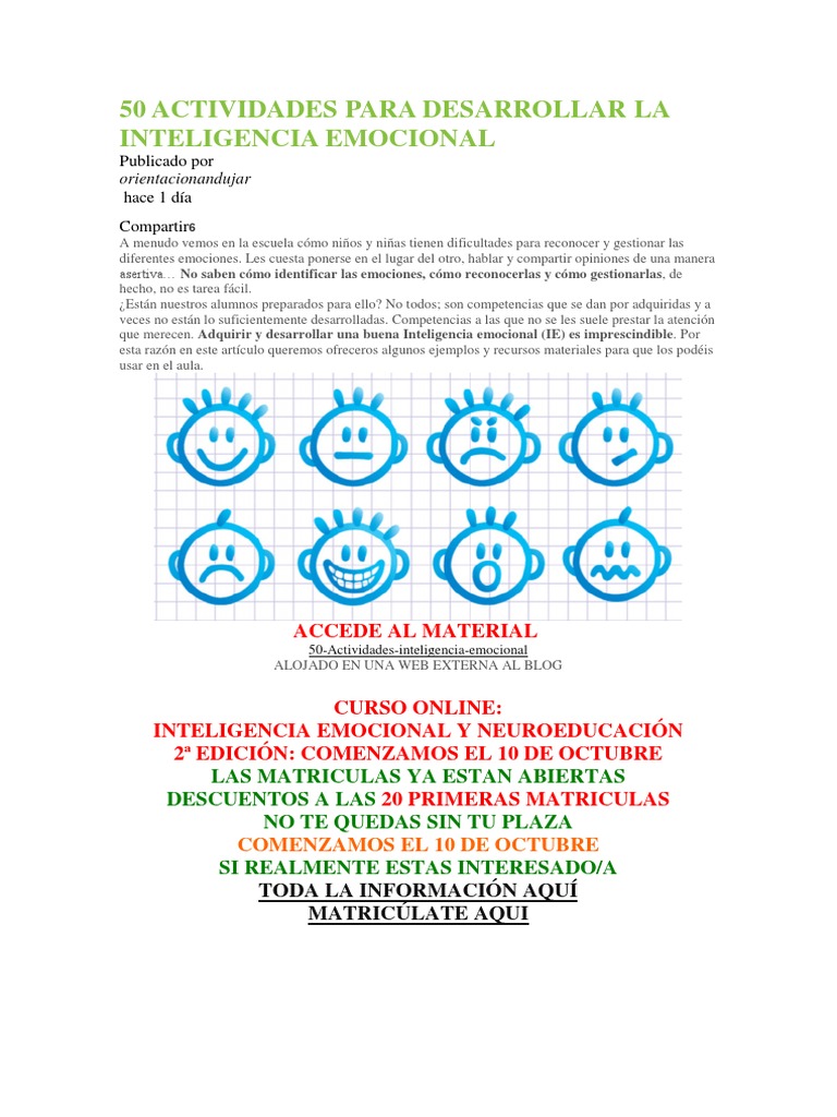 50 Actividades para Inteligencia Emocional | PDF | Inteligencia ...