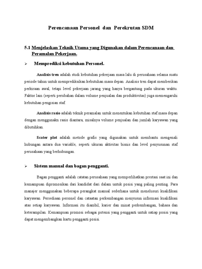 Perencanaan SDM Perencanaan Personel dan Perekrutan SDM 