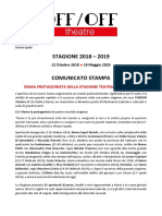 OffOffTheatre - stagione teatrale 2018-2019