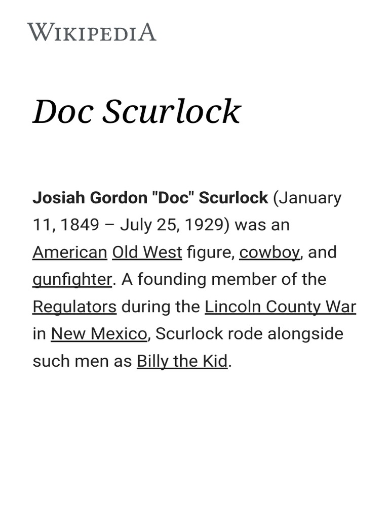 Doc Scurlock Wikipedia American Pioneers People Associated With Firearms