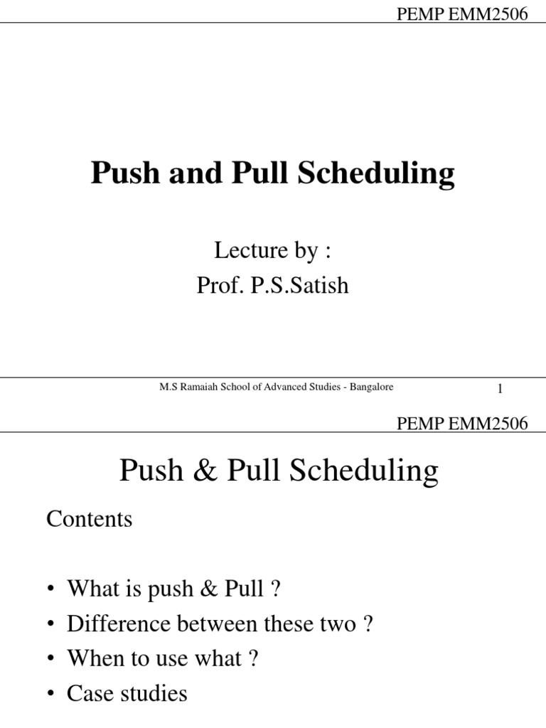 Scheduling of Push and Pull System PDF Supply Chain Inventory