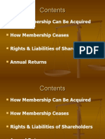 How Membership Can Be Acquired How Membership Ceases Rights & Liabilities of Shareholders Annual Returns