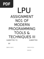 Assignment No1 of Modern Programming Tools & Techniques Iii: Submitted To Submitted BY