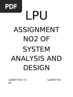 Assignment No2 of System Analysis and Design: Submitted To Submitted BY