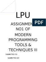 Assignment No1 of Modern Programming Tools & Techniques Iii: Submitted To Submitted by