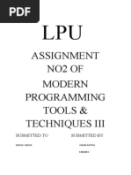 Assignment No2 of Modern Programming Tools & Techniques Iii: Submitted To Submitted by