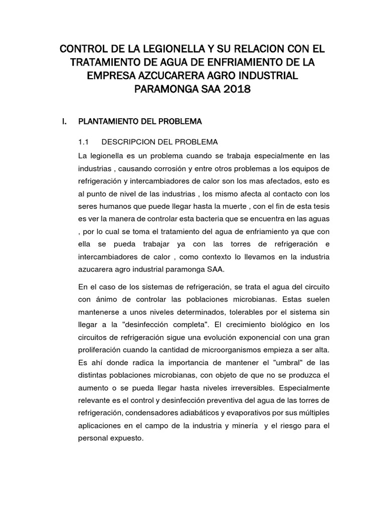 Control de Legionella en Agua de Enfriamiento | PDF | Refrigeración | Agua