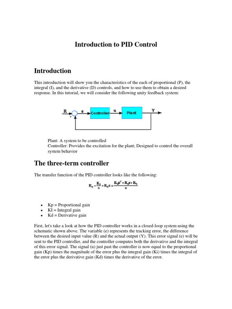 Introduction To PID Control | PDF | Control Theory | Algorithms