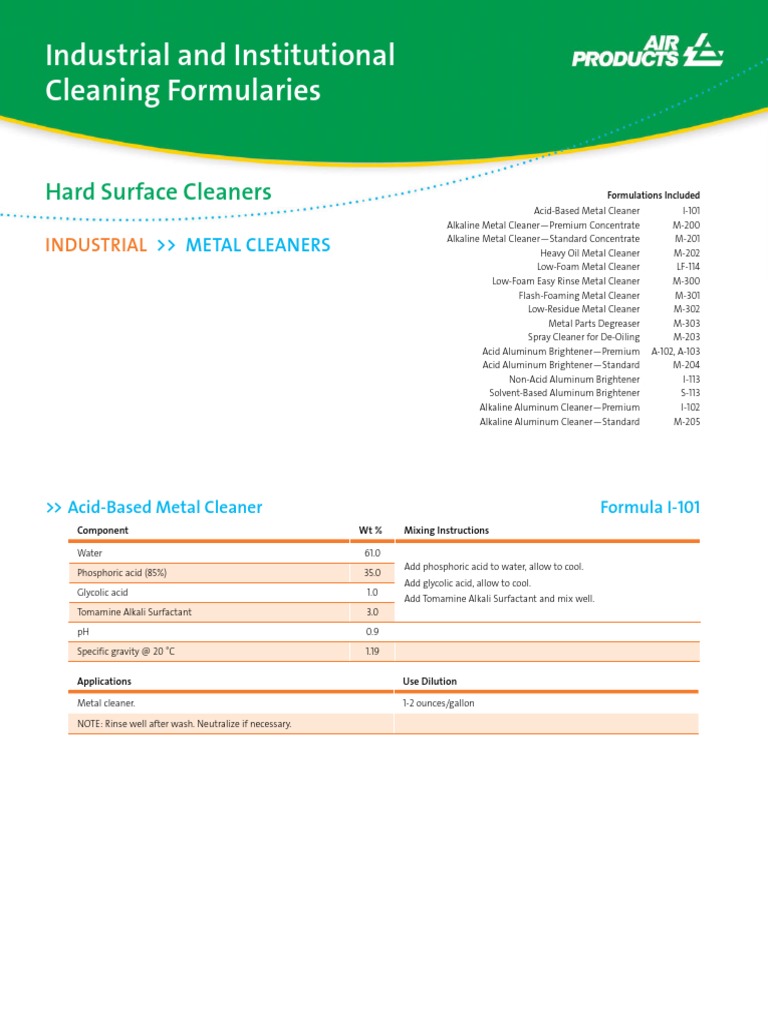 Industrial and Institutional Cleaning Formularies PDF | PDF | Sodium ...