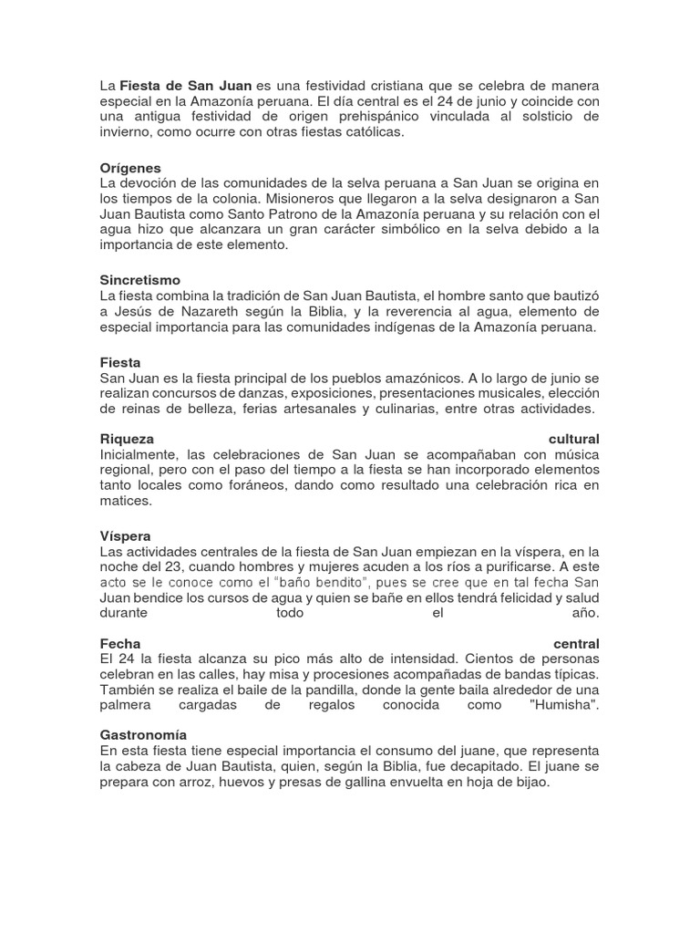 Fiesta de San Juan en la Amazonía Peruana | PDF | Religión y creencia
