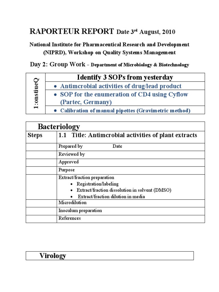 SOPs for Microbiology & Biotechnology | PDF | Calibration | Life Sciences