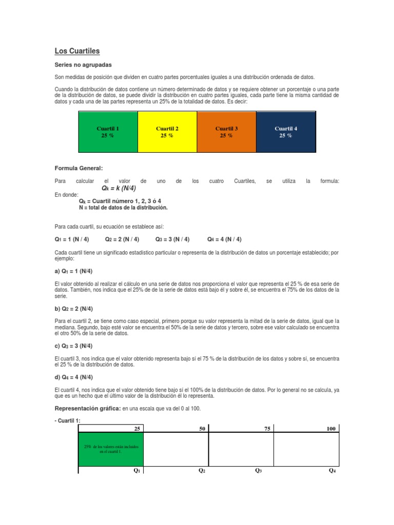 Definición y Cálculo de Cuartiles | PDF | Cuantil | Análisis estadístico
