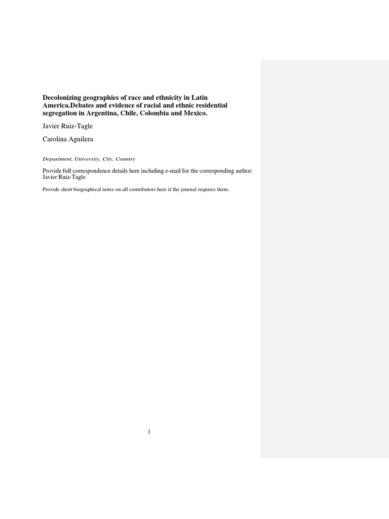 Decolonizing Perspectives: Examining Racial and Ethnic Residential ...