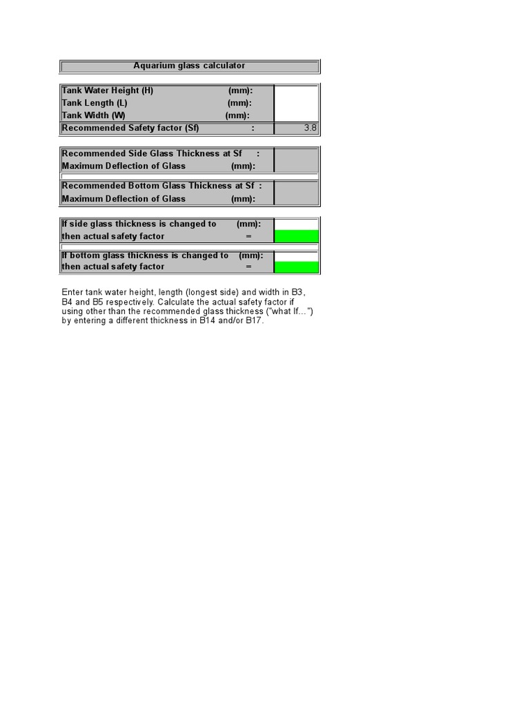Aquarium Glass Thickness Calculator | PDF | Civil Engineering ...