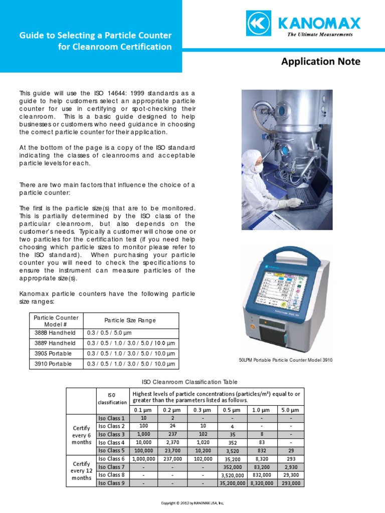 Cleanroom Particle Counter Guide | PDF | Flow Measurement | Nature