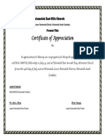Certificate of Appreciation: Polomolok East SDA Church