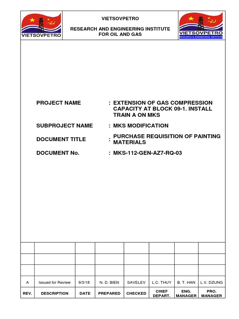 MKS 112 GEN AZ7 RQ 03 A Purchase Requisition For Painting Materials