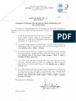 Labor Advisory No 08 18 Payment of Wages Forthe Special NonWorking Dayon14May2018