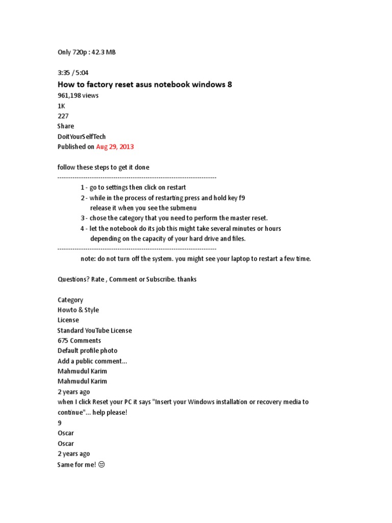 Factory Reset Asus Pc Windows 28