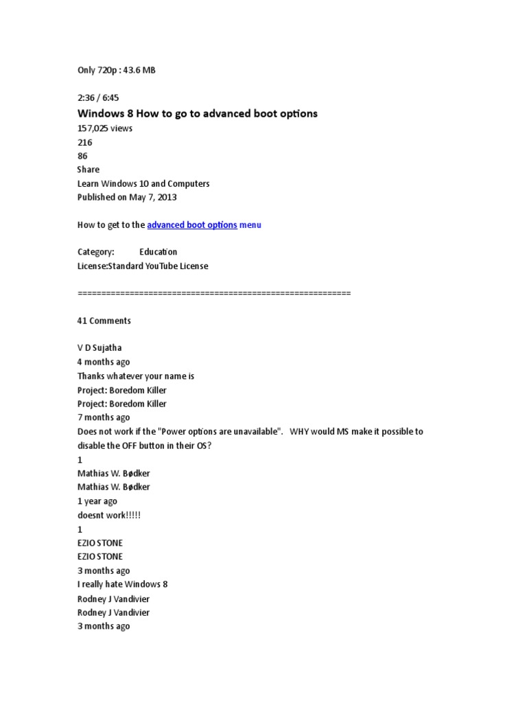How To Go To Advanced BOOT OPTIONS PDF Booting Windows 8