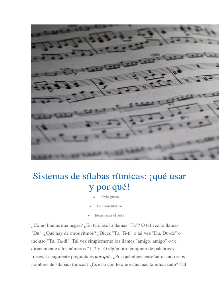 Sistemas de sílabas rítmicas en educación | PDF | Ritmo | Lectura (proceso)