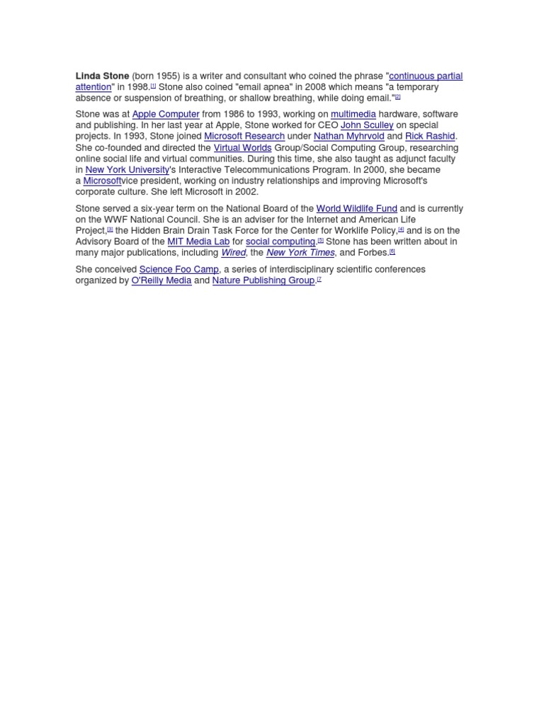 Linda Stone: Tech Innovator & Author | PDF