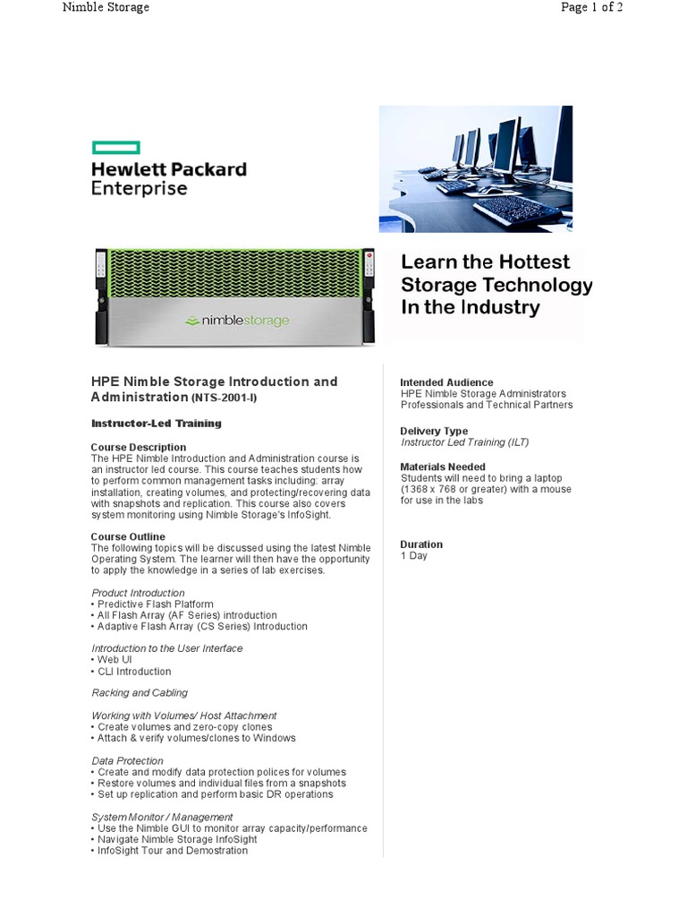 HPE Nimble Storage Admin Training Guide | PDF