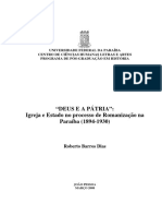 Deus e A Pátria Igreja e Estado No Processo de Romanização Na Paraíba (1894-1930)