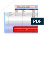 Reservation Entry Reservation Entry: No Customer Phone Address Date