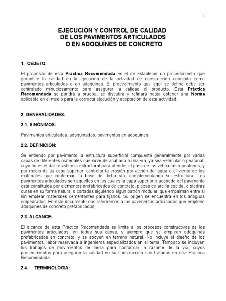 Control de Calidad en Pavimentos Adoquinados | PDF | Hormigón | Suelo