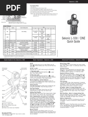 Sekonic L-558 Quick Guide | PDF | Flash (Photography) | Exposure