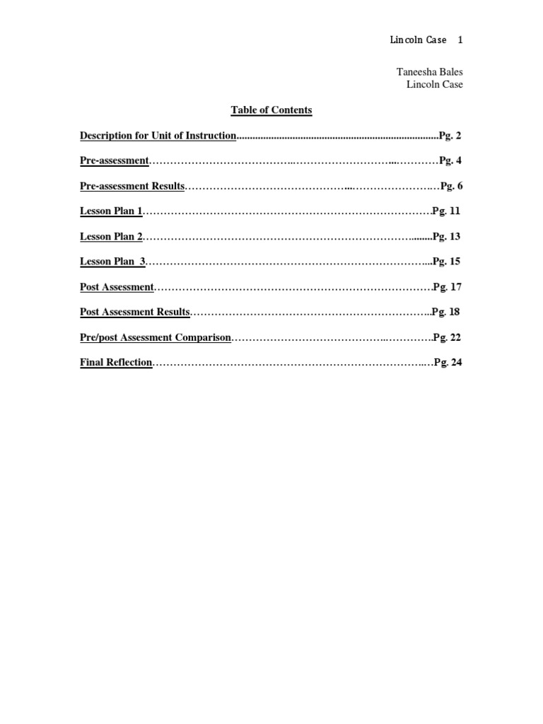 Lincoln Portfolio PDF Educational Assessment Differentiated