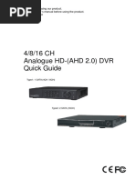 Analogue HD (AHD2.0) DVR - Quick Guide