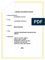 "Año Del Dialogo y Reconciliación Nacional": "Gastos Sustentados Con Boleta de Ventas"