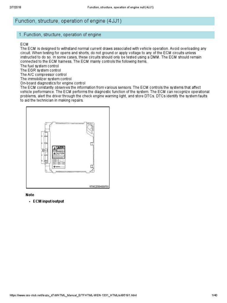 ISUZU 4JJ1 Function, Structure, Operation of Engine | PDF ...