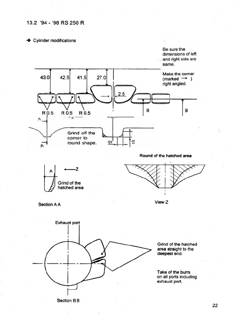 HRC RS250 '94-'01 Barrel Porting Map | PDF