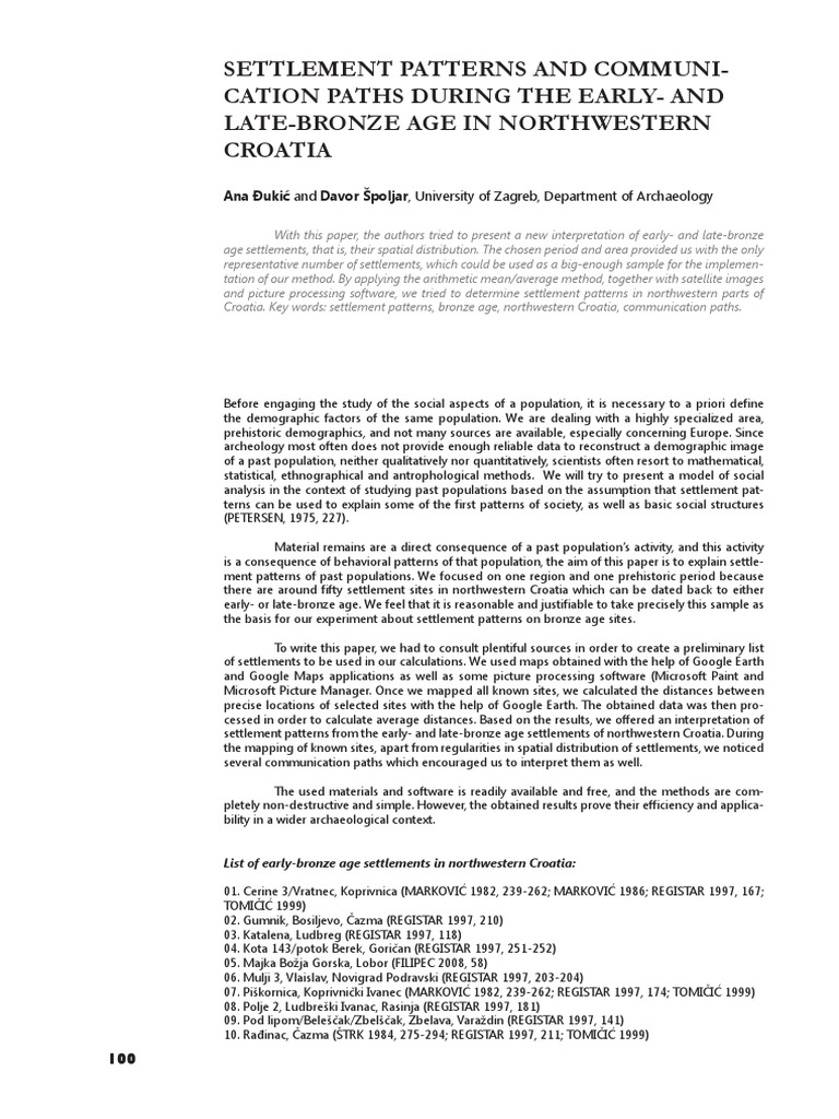 Settlement Patterns in Bronze Age Croatia | PDF | Archaeology | Road
