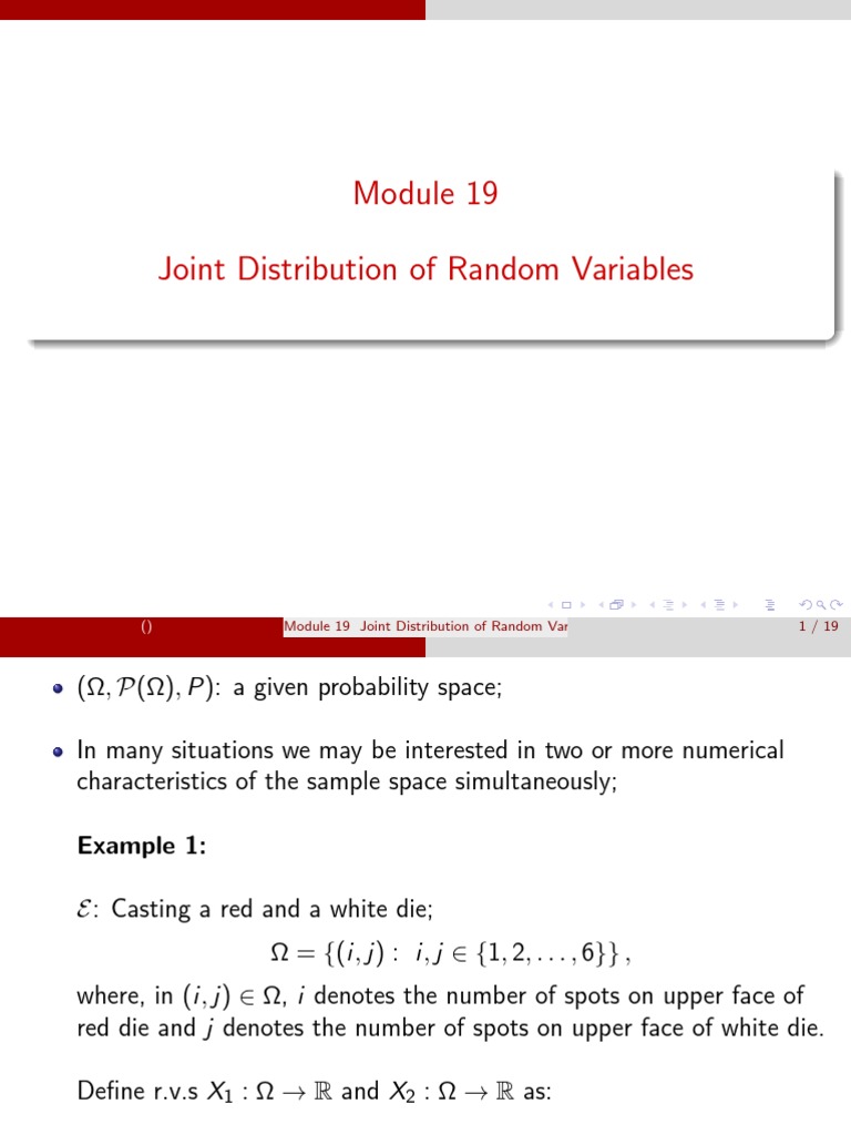 Module 19 Joint Distribution of Random Variables | PDF | Probability ...