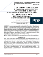 The Effect of Employee Retention, Employee Training, and Employee Satisfaction On The Employee Performance of Workers Social Security Agency (BPJS Ketenagakerjaan) in Banten Region Office