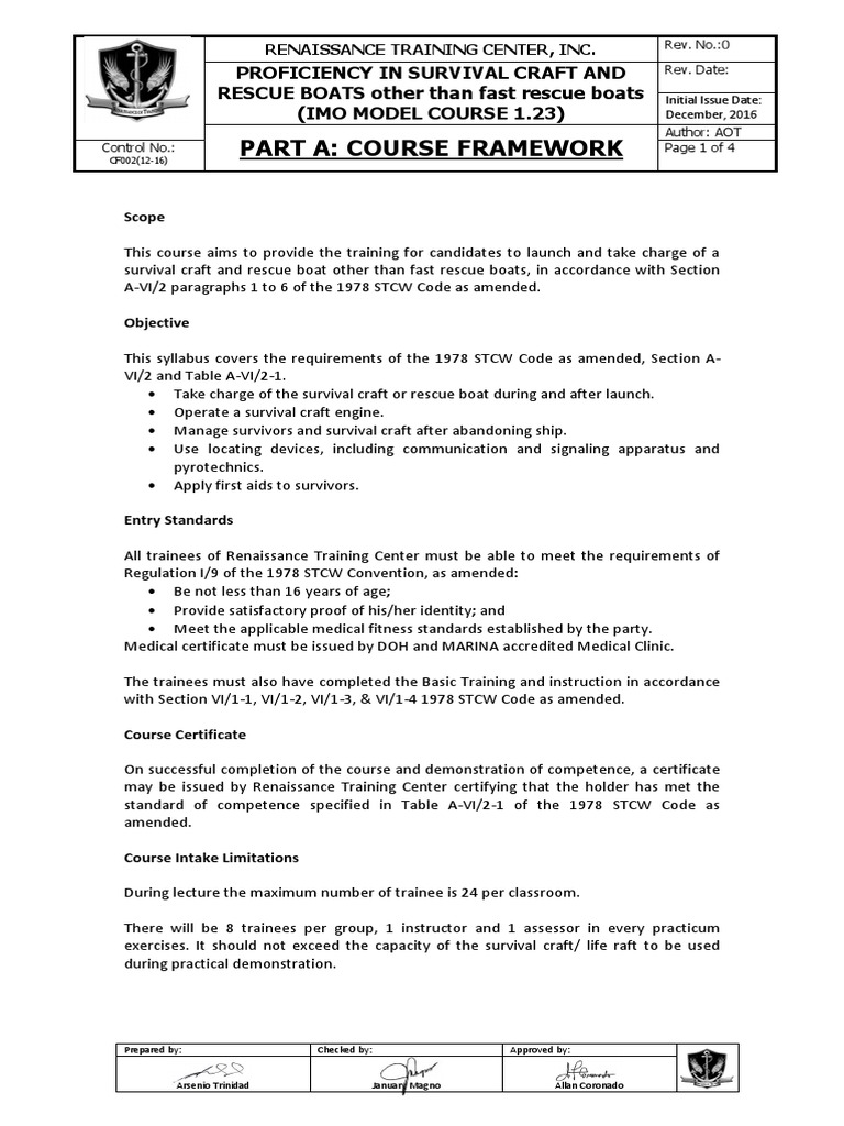 New PSCRB Course Framework PDF Water Transport
