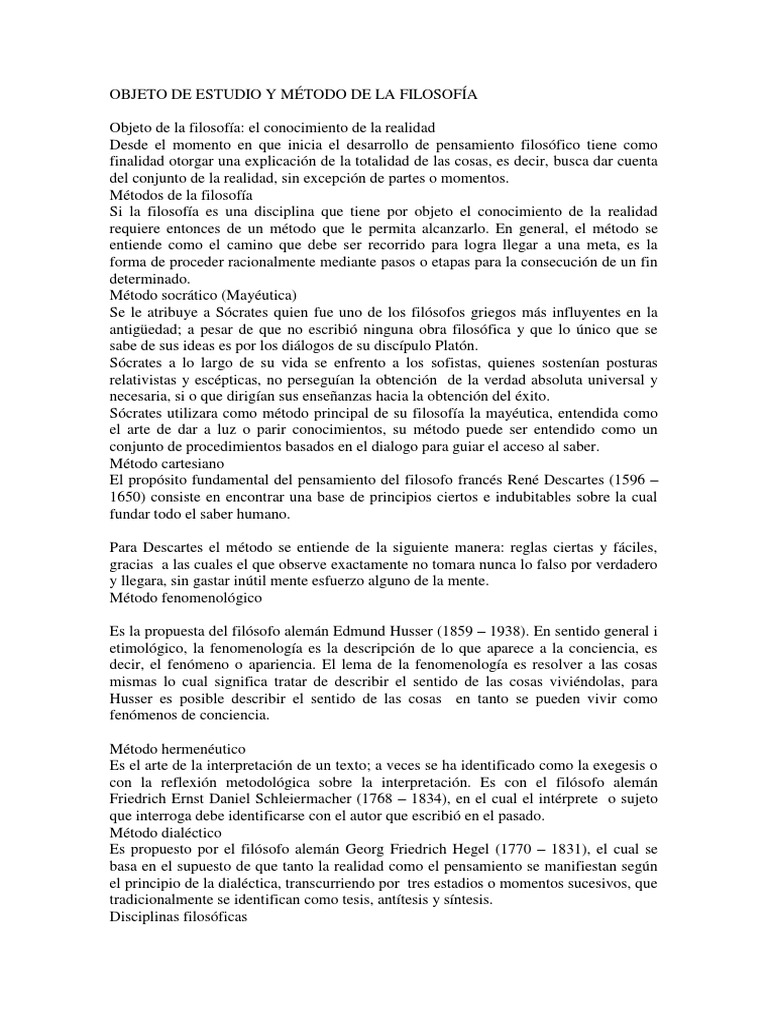 Objeto de Estudio y Método de La Filosofía Lógica Razón