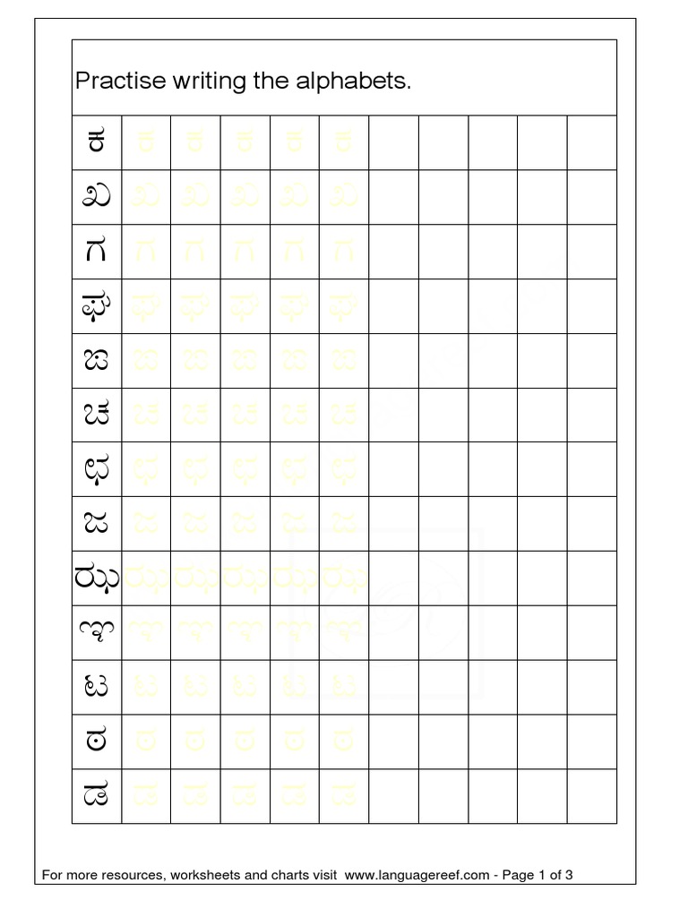 kannada const worksheet pdf pdf