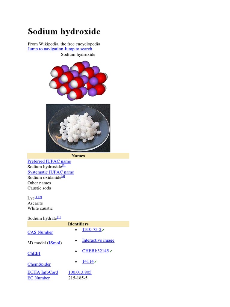 From Wikipedia, The Free Encyclopedia Sodium Hydroxide | PDF | Sodium ...
